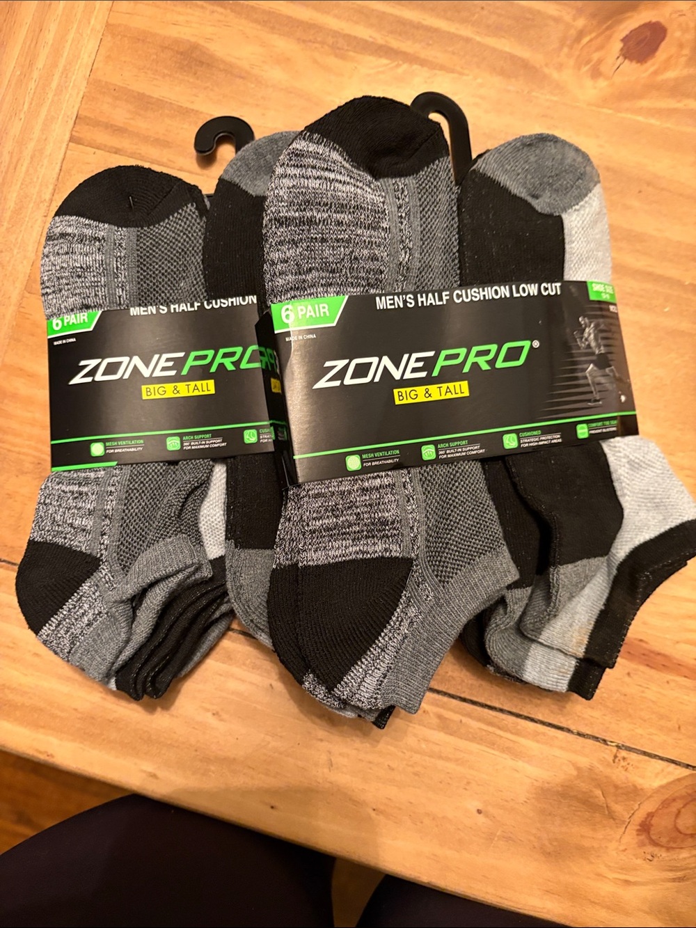 Zone Pro Men’s Low Cut Athletic Socks in Black and Gray - 12 Pack